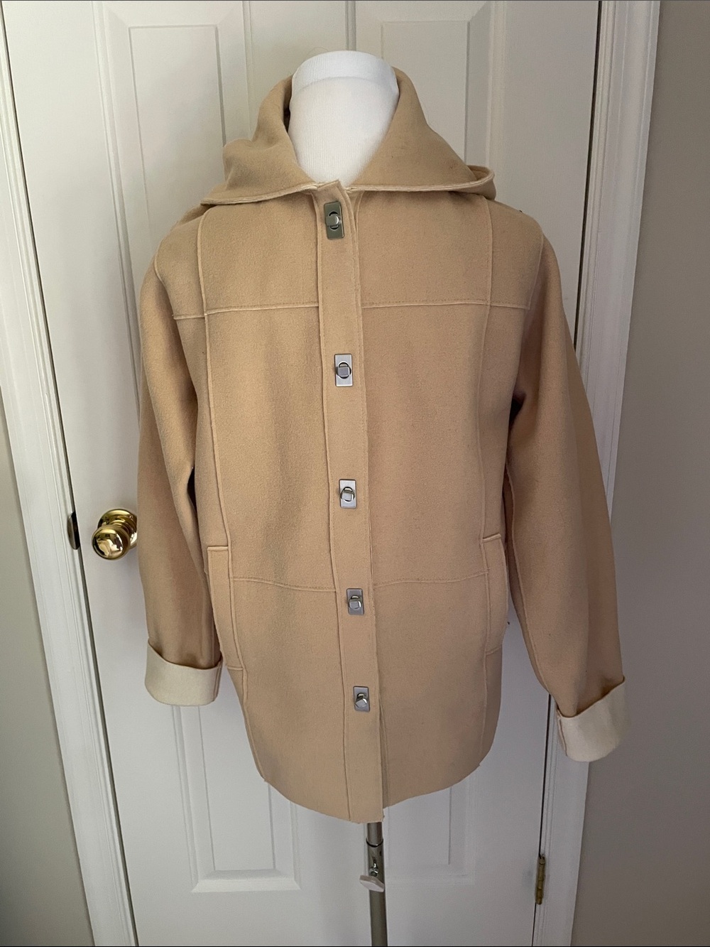 Vintage Jones New York Signature Wool Camel Coat with Hood